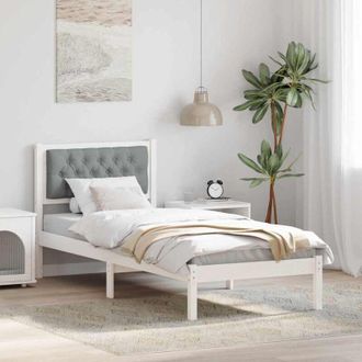 vidaXL Bed Frame with Headboard Light Grey 80 x 200 cm Solid Pine Wood vidaXL
