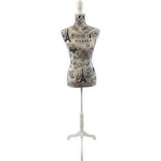 Relaxdays Relaxdays manichino da sarta, donna, taglia 36/38, regolabile 130-167 cm, design Parigi, supporto in legno, multicolore