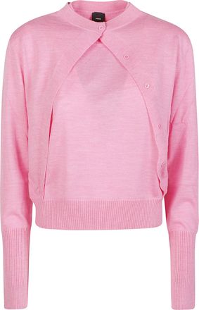 Pinko Tallin Wool-Cashmere Asymmetrical Cropped Cardigan