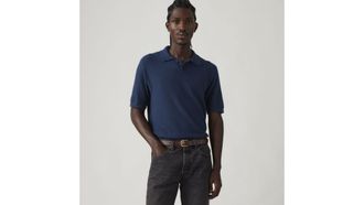 Levi's Sweater Cotton Linen Knit Polo - Mens - XL - Blue