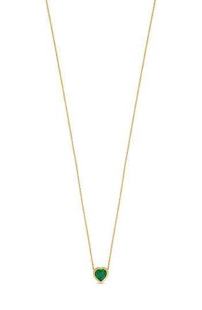 Bony Levy El Mar Emerald Heart Pendant Necklace in Green at Nordstrom Rack, Size 18