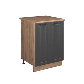 Vicco Mueble Bajo Para Fregadero Fame-line, Gris Oscuro/roble Dorado, 60 Cm, Vicco