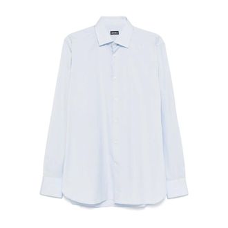 Ermenegildo Zegna Formal Shirts, male, Blue, Size: 5XL Long Sleeve Dress Shirt