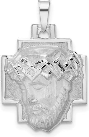 Diamond2Deal 14k White Gold Polished and Satin Solid Jesus Head Pendant