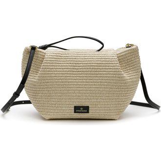 La Portegna Marta Jute Clutch Bag With Shoulder Strap in White at Nordstrom