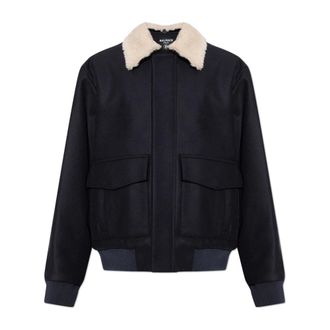 Balmain Wool Jacket With Detachable Collar - male - Balmain - Bomber Jackets - Blue - 2XL - Jackets