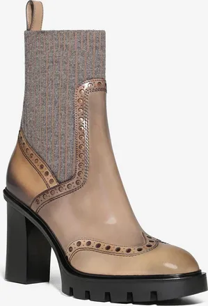 Santoni Absatzstiefeletten aus Sfumato-Leder und Strick