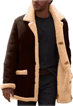 Generic Mens Faux Shearling Fleece Jacket Winter Warm Coat Outerwear With Soft (Coffee, M)