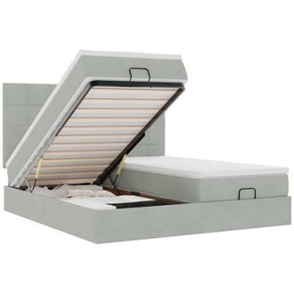 vidaXL Estructura Cama Otomana Colchones Terciopelo Gris Claro Vidaxl