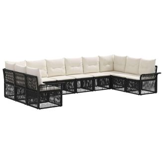 vidaXL Conjunto De Sof&aacute;s De Jard&iacute;n 10 Pcs Negro Rat&aacute;n Sint&eacute;tico Vidaxl