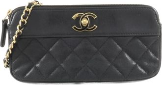 Chanel Black Leather Chain/Shoulder Wallet (Pre-Owned)