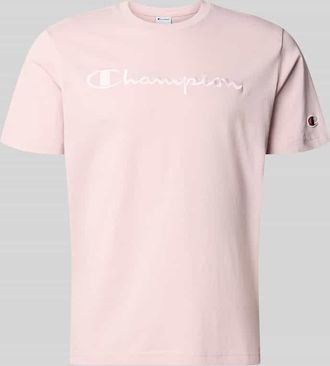 Champion T-Shirt mit Label-Stitching mit Rundhalsausschnitt in Altrosa, Gr&ouml;&szlig;e XXL