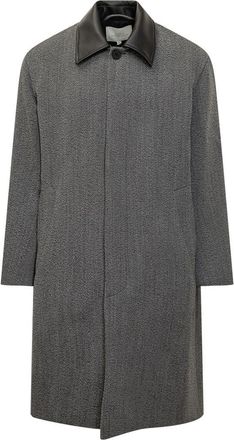 STUDIO NICHOLSON Grey Coat With Contrast Collar Studio Nicholson
