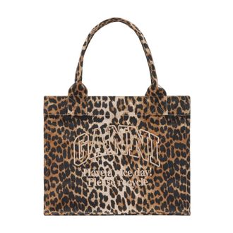 Ganni Tassen, Dames, Veelkleurig, ONE Size, Katoen, Large Easy Pocket Print Shopper