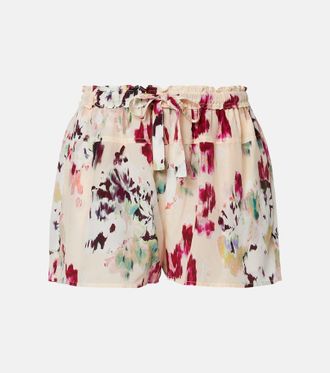 Ulla Johnson Shorts Aurielle in seta con stampa floreale