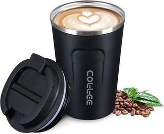 OEM Termo De 380 Ml Para Viaje - Taza De Caf&eacute; Port&aacute;til - Acero Inoxidable - Libre De Bpa - Doble Pared - Aislamiento Al Vac&iacute;o - Negro