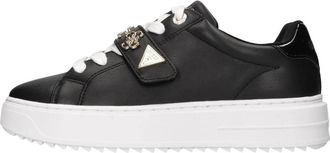 Guess Logo-plaque Strap Sneakers - Dames - Sneakers - Zwart - 35 EU - Leer - Schoenen