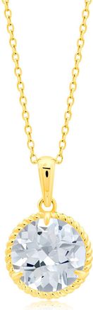 MAX + STONE 14k Yellow or White Gold Roped Halo 8mm Round Gemstone Pendant Necklace