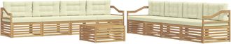 vidaXL Conjunto De Sof&aacute;s De Exterior 9 Uds. Blanco Y Crema Poli&eacute;ster Vidaxl