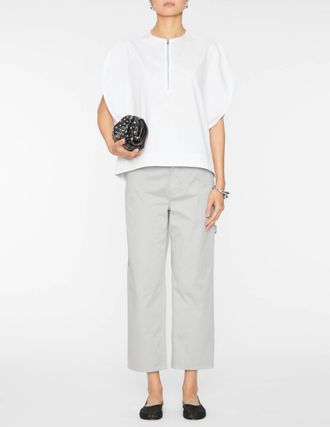Tibi Eco Poplin Balloon Origami Top In White