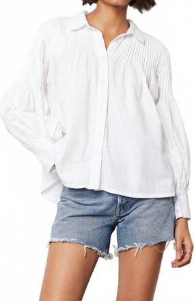 bobi Womens Pintuck Peasant Blouse In White