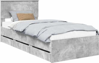 vidaXL Estructura De Cama Gris Concreto 90 X 190 Cm Madera Ingenieril Vidaxl