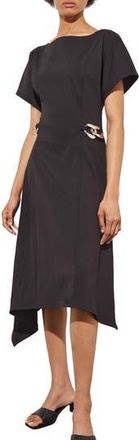 Ming Wang Asymmetric Midi Dress in Black at Nordstrom Rack, Size Xx-Small