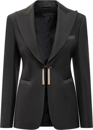 Max Mara Blazer met V-hals - Dames - Blazers - Zwart - M - Leer - Jassen