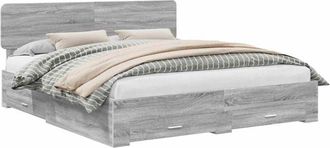 vidaXL Estructura De Cama Con Cabecera Gris Sonoma 200 X 200 Cm Vidaxl