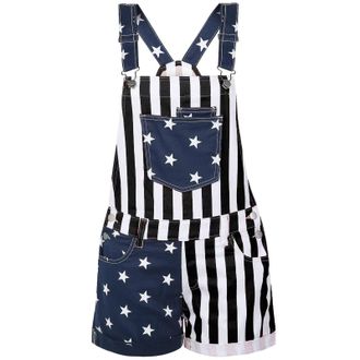 Generic Mens American Flag Dungarees American Flag Print Shorts Adjustable Straps Jumpsuits Work Bib and Brace Overalls Playsuits Shorts Hot Pants Rave Party 