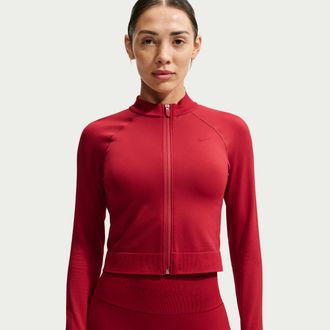 Nike Womens Nike Pro Seamless Full-Zip Training Top in Red | IO4466-608