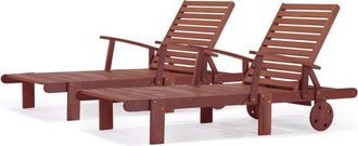 Habitat & Jardin Juego de 2 tumbonas marr&oacute;n 193 x 74 x 80 cm