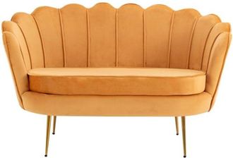 Pascal Morabito Sofá fijo terciopelo 2 plazas mostaza 124x73cm