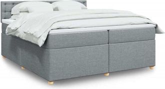 vidaXL Cama Box Spring Con Colch&oacute;n Tela Gris Claro 200x200 Cm Vidaxl