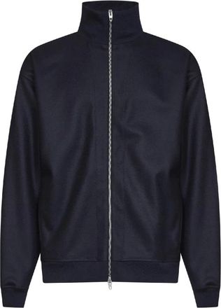 Jil Sander Jassen - Heren - Vesten met rits - Blauw - XL - Wol - Hoodies & sweatvesten