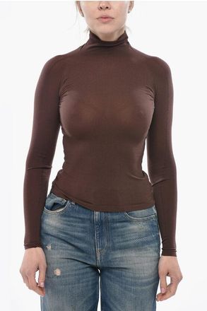 Alaia Stretch-Fabric High-Neck Top SECOND SKIN size 40