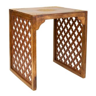 Wanderlust Deco Taburete de madera y metal 45x45x53