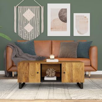 vidaXL Vidaxl - Mesa De Centro Madera Maciza Mango Y Contrachapada 100x54x40 Cm