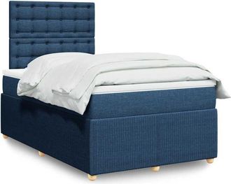 vidaXL Cama Box Spring Con Colch&oacute;n Tela Azul 120x190 Cm Vidaxl