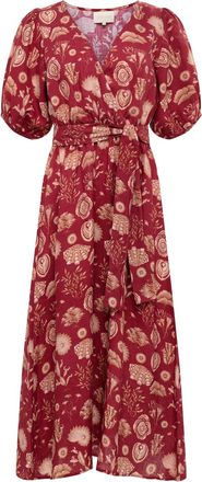 Carolina K Florita Midi Dress In Corals Burgundy