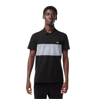 Lacoste Herenpolo Colour Block Petit Pique Regular (Zwart/Zilver)