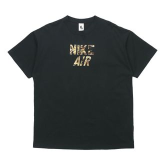 Nike Mens Nike Alphabet Printing Short Sleeve Black T-Shirt Black Camo CJ1783-010