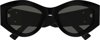 Gucci Ovale Zonnebril - Dames - Accessoires - Zwart - Maat: 53 MM Nylon