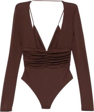 Elisabetta Franchi Body con ruches - Marrone