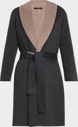 Neiman Marcus Double-Face Cashmere Belted Coat