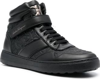 Ferragamo Embossed Logo High-Top Sneaker - Black