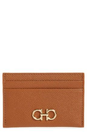 Ferragamo Gancini Leather Card Case in Natural Resort at Nordstrom