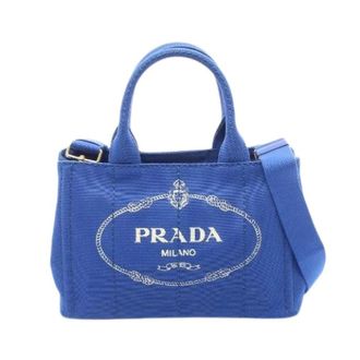 Prada Pre-owned Tote Bags, female, Blue, Size: ONE SIZE Pre-owned Canapa Canvas 2way Tote Bag