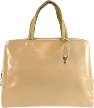 Prada Pre-owned Handbags, female, Beige, Size: ONE SIZE Pre-owned Leather Tote Bag