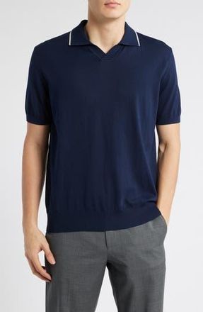 Canali Regular Fit Johnny Collar Polo in Navy at Nordstrom Rack, Size 42 Us / 52 Eu Regular